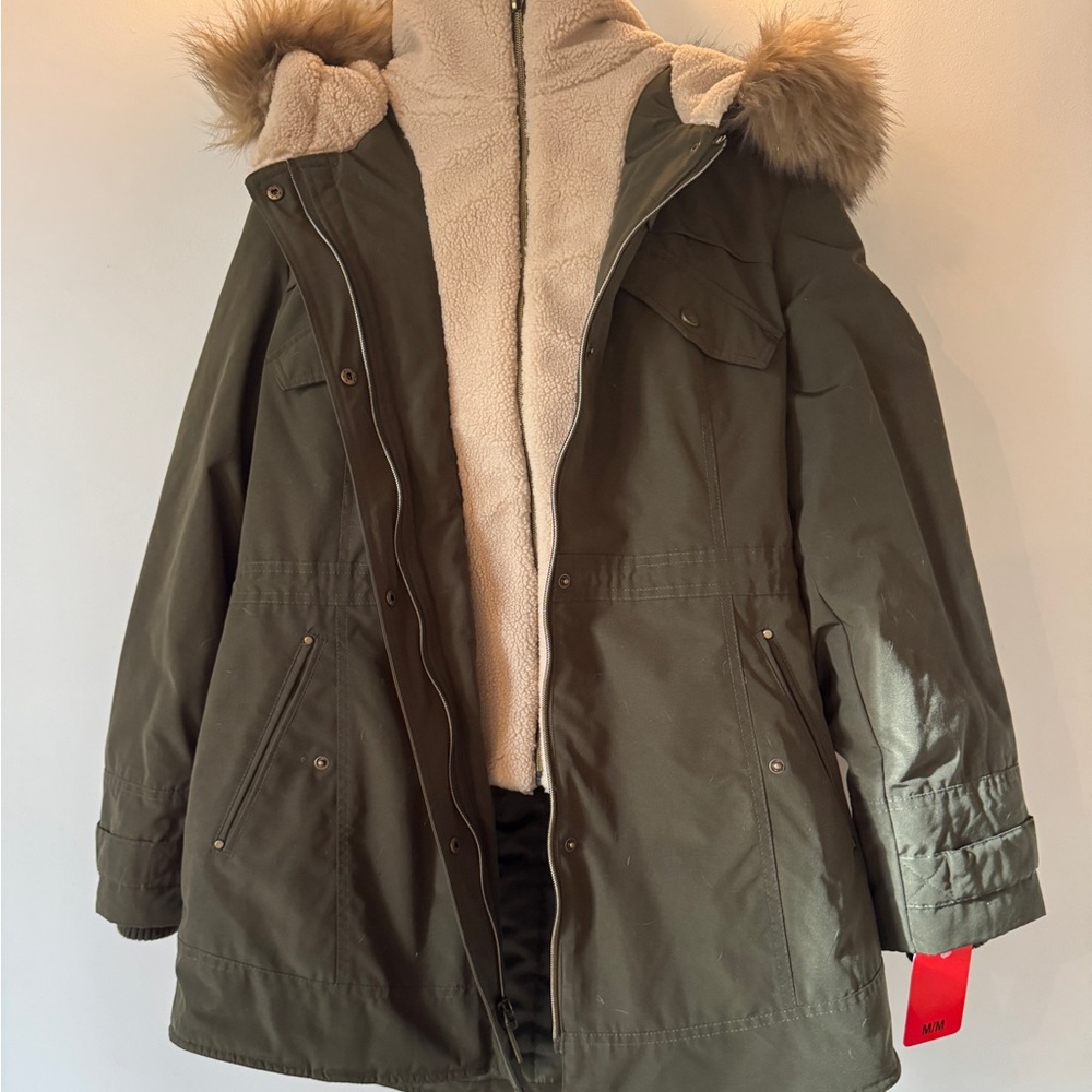 Koolaburra Olive Green Parka with Faux Fur Hood